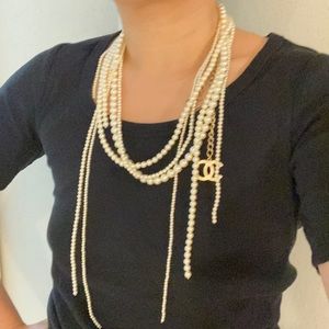 AUTH Chanel multi strand pearl necklace